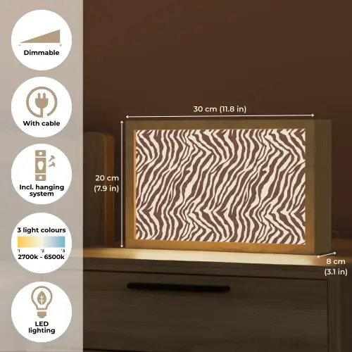Zebra - Patroon - Zwart - Wit Light Box met kabel (Tafellamp) klein 924 -USP_EN