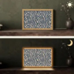 Zebra - Patroon - Blauw - Beige Light Box met kabel (Tafellamp) klein 924 -sfeer3