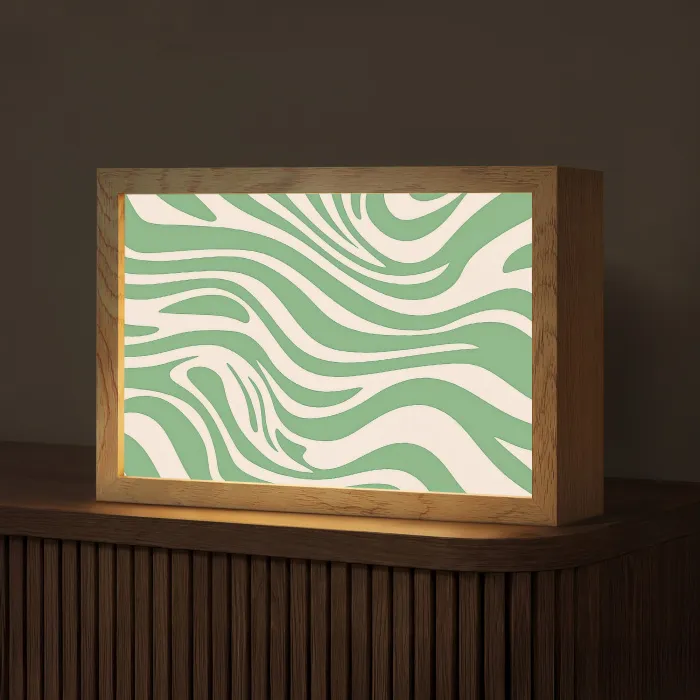 Zebrapatroon - Groen - Retro Light Box met kabel (Tafellamp) klein -z3d_website