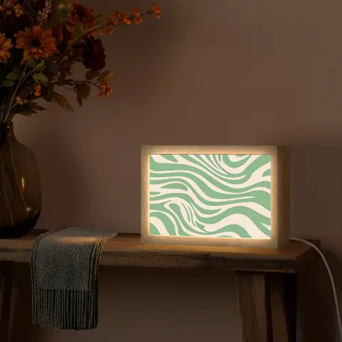 Zebrapatroon - Groen - Retro Light Box met kabel (Tafellamp) klein -sfeer4