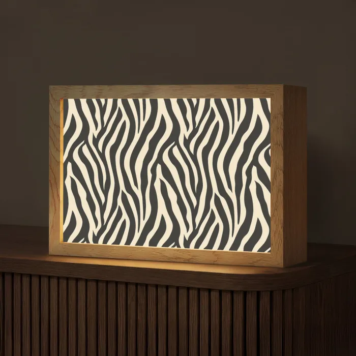 Zebra - Print - Klassiek - Zwart Light Box met kabel (Tafellamp) klein 924 -z3d_website