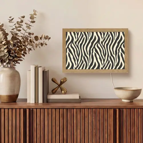 Zebra - Print - Klassiek - Zwart Light Box met kabel (Tafellamp) klein 924 -sfeer2