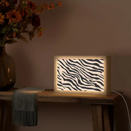 Zebraprint - Dynamisch - Roze Light Box met kabel (Tafellamp) klein -sfeer4