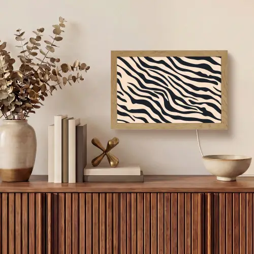 Zebraprint - Dynamisch - Roze Light Box met kabel (Tafellamp) klein -sfeer2