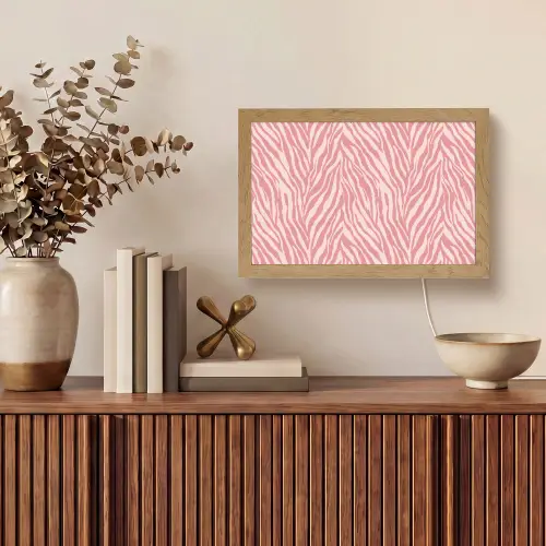 Zebra - Print - Roze Light Box met kabel (Tafellamp) klein 924 -sfeer2