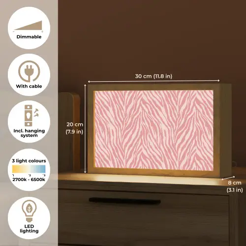 Zebra - Print - Roze Light Box met kabel (Tafellamp) klein 924 -USP_EN