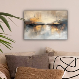Abstract - Modern - Beige - Aesthetic - Goud canvas 2cm klein -sfeer1