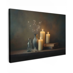 Kaarsen - Stilleven - Rustiek - Boeken canvas 2cm klein -z3d