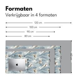Wolken - Kraanvogels - Blauw Muismat XXL klein 681 -sfeer5