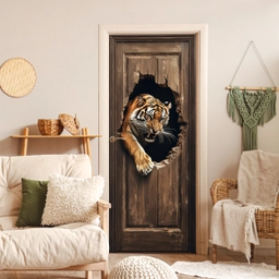 Tijger - Doorkijk - Deur - Hout - Dieren deurposter klein -sfeer2