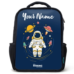 Astronaut - Planeet - Sterren - Raket Rugzak - Zwart middel -3d