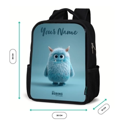 Blauw pluizig monster met hoorns Rugzak - Zwart middel -productfoto_formaten