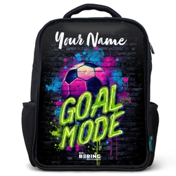 Neon - Graffiti - Voetbal - Kleurrijk Rugzak - Zwart middel -3d