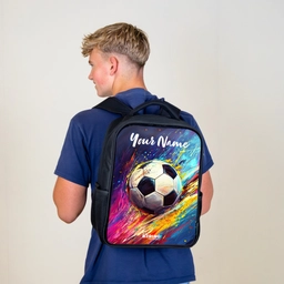 Neon - Voetbal - Kleurrijk Rugzak - Zwart middel -sfeer8