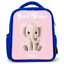 Olifant - Grijs - Baby - Slurf Kinderrugzak - Blauw middel -3d