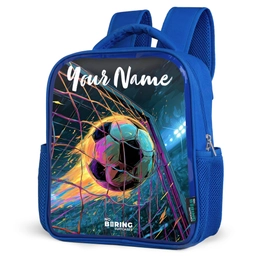 Neon - Net - Voetbal - Kleurrijk Kinderrugzak - Blauw middel -schuin
