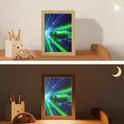 Snelheid - Licht - Sportwagen - Groen Light Box met kabel klein -sfeer3_kind