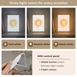 Zon - Watercolor - Geel Light Box met kabel (Kinderlampje) klein -USP_lichtkleurEN