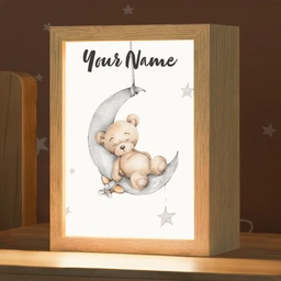 Beer - Maan - Sterren - Kinderen Light Box met kabel (Kinderlampje) klein -zzz_3d_website