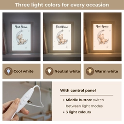 Beer - Maan - Sterren - Kinderen Light Box met kabel (Kinderlampje) klein -USP_lichtkleurEN