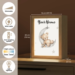 Beer - Maan - Sterren - Kinderen Light Box met kabel (Kinderlampje) klein -USP_EN