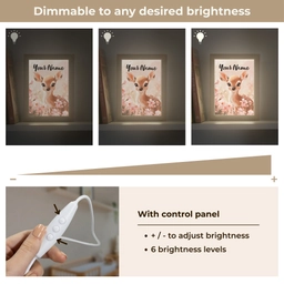 Hertje - Illustratie - Bloemen - Roze Light Box met kabel (Kinderlampje) klein -USP_dimbaarEN