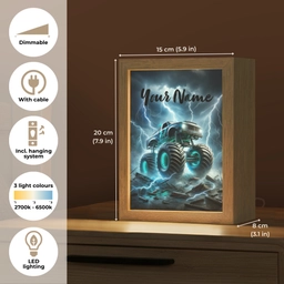 Monstertruck - Bliksem - Blauw - Jongens - Auto Light Box met kabel (Kinderlampje) klein -USP_EN