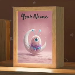 Maan - Monster - Roze Light Box met kabel (Kinderlampje) klein -zzz_3d_website
