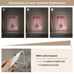 Maan - Monster - Roze Light Box met kabel (Kinderlampje) klein -USP_dimbaarEN