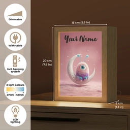 Maan - Monster - Roze Light Box met kabel (Kinderlampje) klein -USP_EN