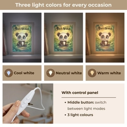 Panda - Bamboebos - Groen Light Box met kabel (Kinderlampje) klein -USP_lichtkleurEN