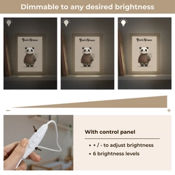 Panda - Blauwe bloemen - Zachtheid Light Box met kabel (Kinderlampje) klein -USP_dimbaarEN