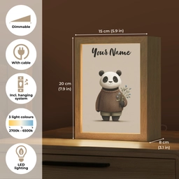 Panda - Blauwe bloemen - Zachtheid Light Box met kabel (Kinderlampje) klein -USP_EN
