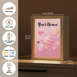 Planeten - Roze - Sterren Light Box met kabel (Kinderlampje) klein -USP_EN