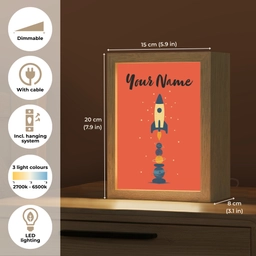 Raket - Planeten - Rood Light Box met kabel (Kinderlampje) klein -USP_EN