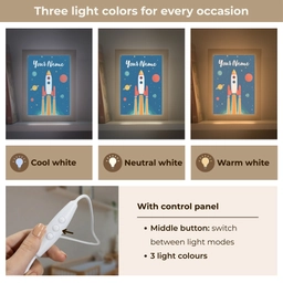 Raket - Planeten - Ruimte Light Box met kabel (Kinderlampje) klein -USP_lichtkleurEN