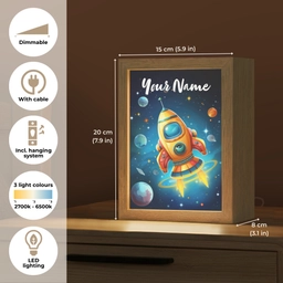 Raket - Ruimte - Planeten - Kinderen - Jongen Light Box met kabel (Kinderlampje) klein -USP_EN