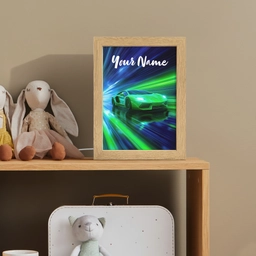 Sportauto - Groen - Snelheidslijnen - Neon Light Box met kabel (Kinderlampje) klein -sfeer2_kind