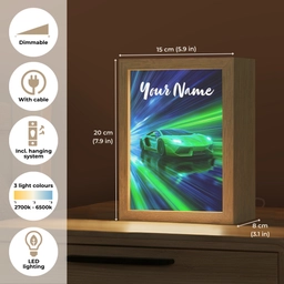 Sportauto - Groen - Snelheidslijnen - Neon Light Box met kabel (Kinderlampje) klein -USP_EN