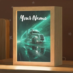 Vrachtwagen - Stad - Groen - Neon Light Box met kabel (Kinderlampje) klein -zzz_3d_website