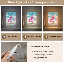 Unicorn - Meisjes - Bloemen - Regenboog - Eenhoorn Light Box met kabel (Kinderlampje) klein -USP_lichtkleurEN