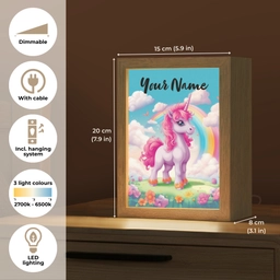 Unicorn - Meisjes - Bloemen - Regenboog - Eenhoorn Light Box met kabel (Kinderlampje) klein -USP_EN