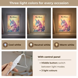 Eenhoorn - Roze - Kleurrijk - Sprookjesbos Light Box met kabel (Kinderlampje) klein -USP_lichtkleurEN