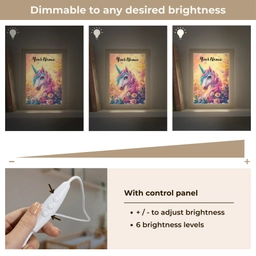 Eenhoorn - Roze - Kleurrijk - Sprookjesbos Light Box met kabel (Kinderlampje) klein -USP_dimbaarEN