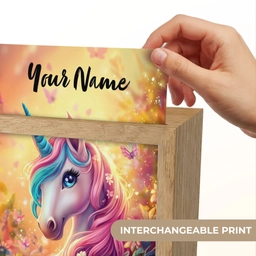 Eenhoorn - Roze - Kleurrijk - Sprookjesbos Light Box met kabel (Kinderlampje) klein -USP_websiteprintEN