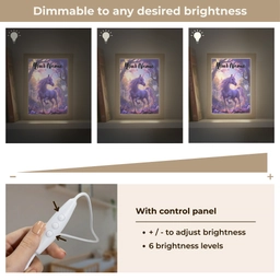 Eenhoorn - Paars - Sprookje - Fantasy dier Light Box met kabel (Kinderlampje) klein -USP_dimbaarEN