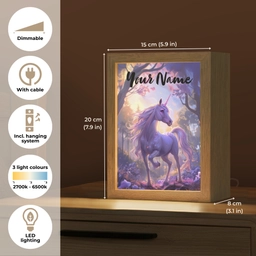 Eenhoorn - Paars - Sprookje - Fantasy dier Light Box met kabel (Kinderlampje) klein -USP_EN