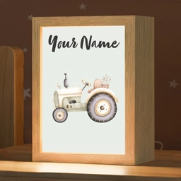 Vintage - Tractor - Pastel - Blauw Light Box met kabel (Kinderlampje) klein -zzz_3d_website