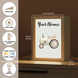 Vintage - Tractor - Pastel - Blauw Light Box met kabel (Kinderlampje) klein -USP_EN