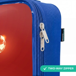 Rood gloeiende voetballer in actie Kinderkoffer - Blauw klein -rits_EN